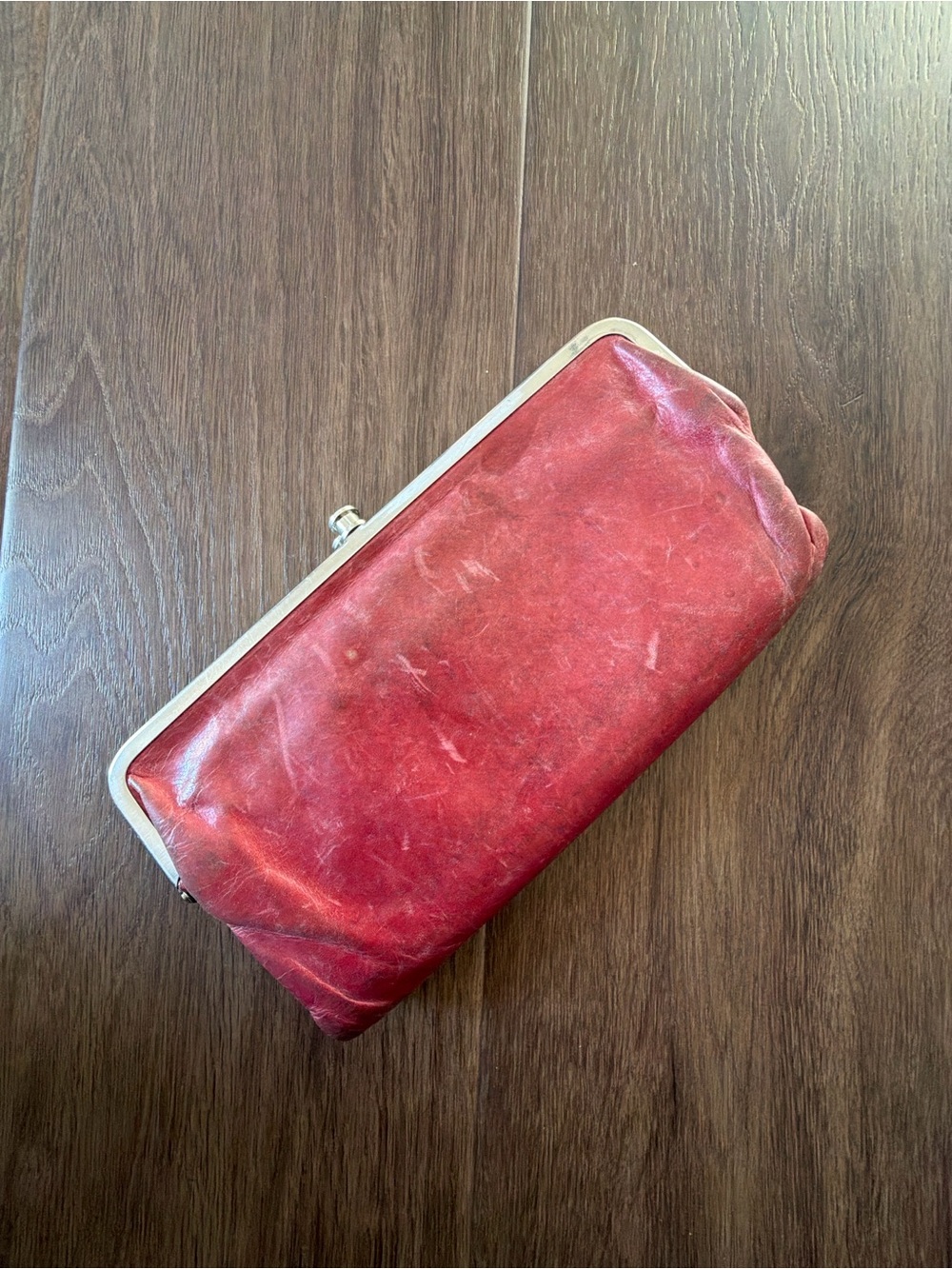 HOBO Red Leather Kiss-Lock Clutch Wallet
